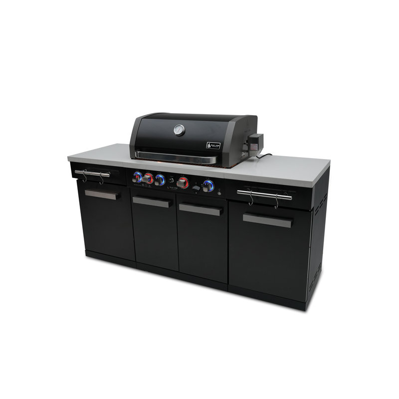 Mont Alpi 5Burner 63000 BTU Black Stainless Steel Outdoor Kitchen Island Barbecue Gas Grill